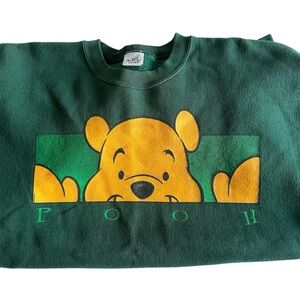 Vintage Disney Green Pooh Crewneck Sweater- XXL